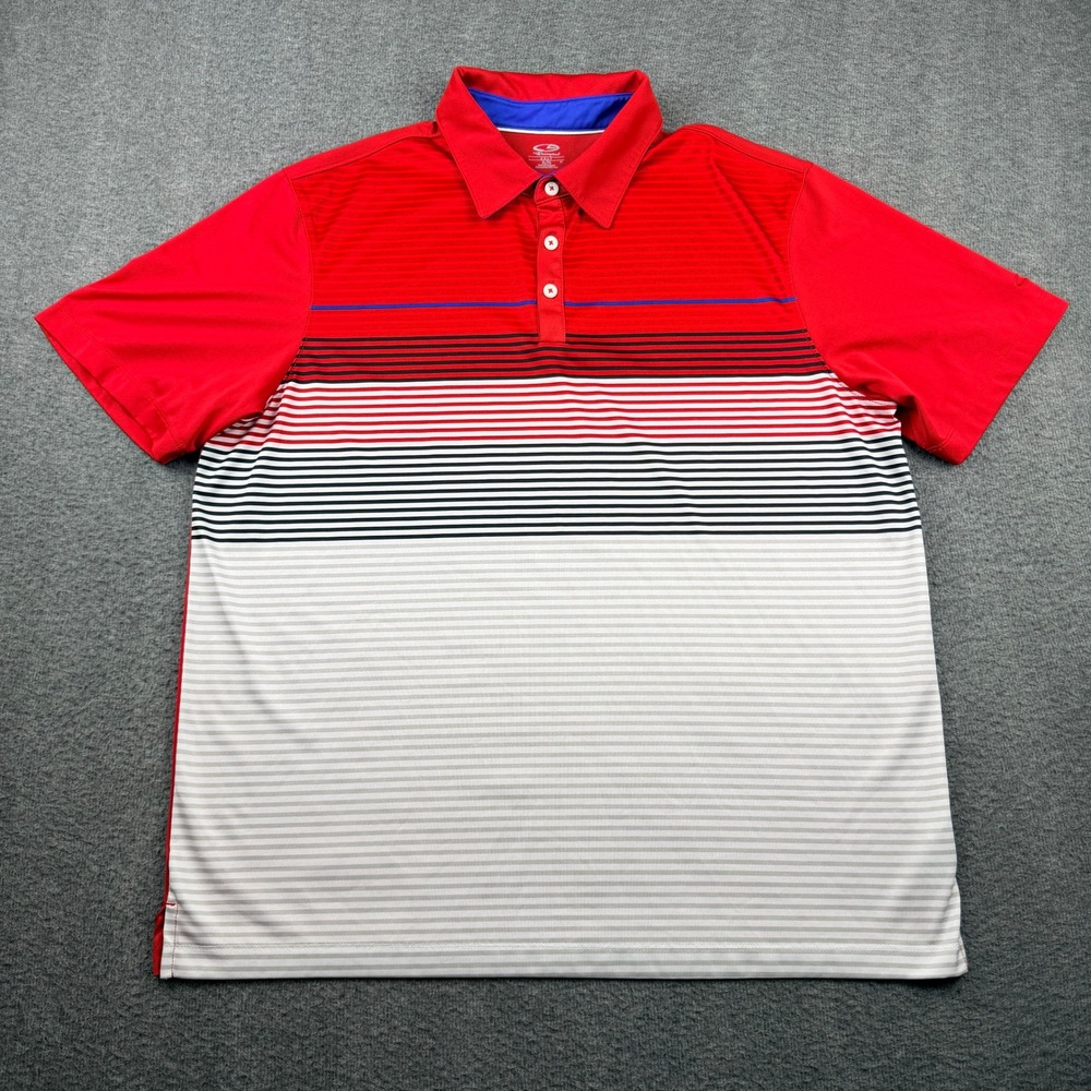 C9 by Champion Golf Polo Mens XL Red Blue White Striped Performance Short Sleeve